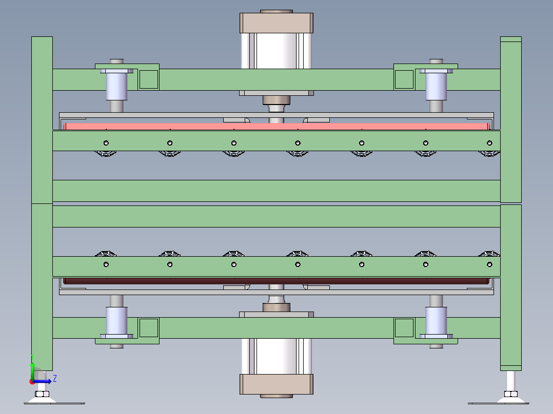 双层运动滚筒输送线sw17可编辑左视图