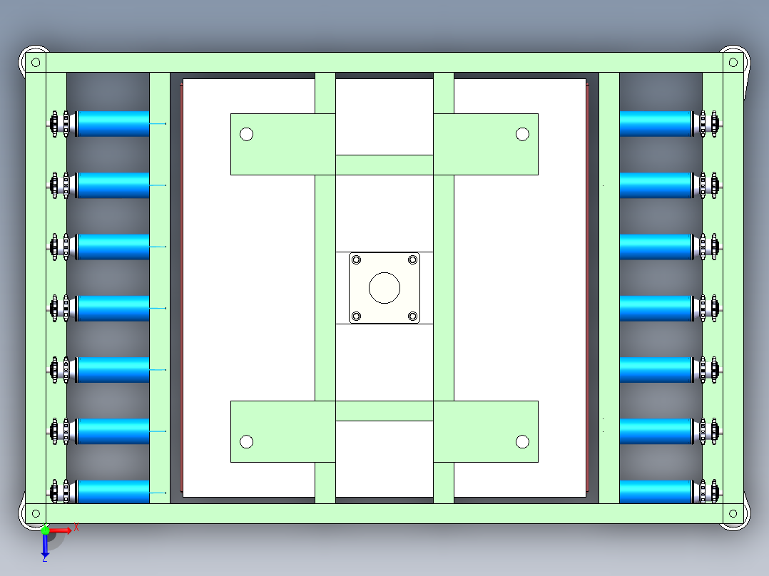 双层运动滚筒输送线sw17可编辑俯视图