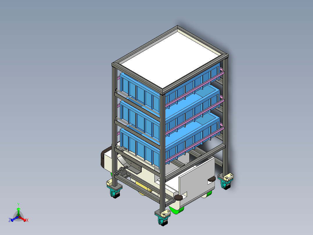 货架输送小车设计正等轴测图