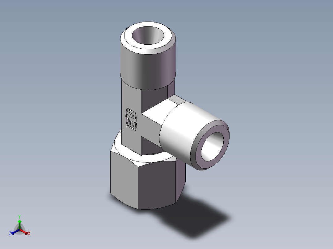 CC+CD 三通组合接头、CD-14正等轴测图