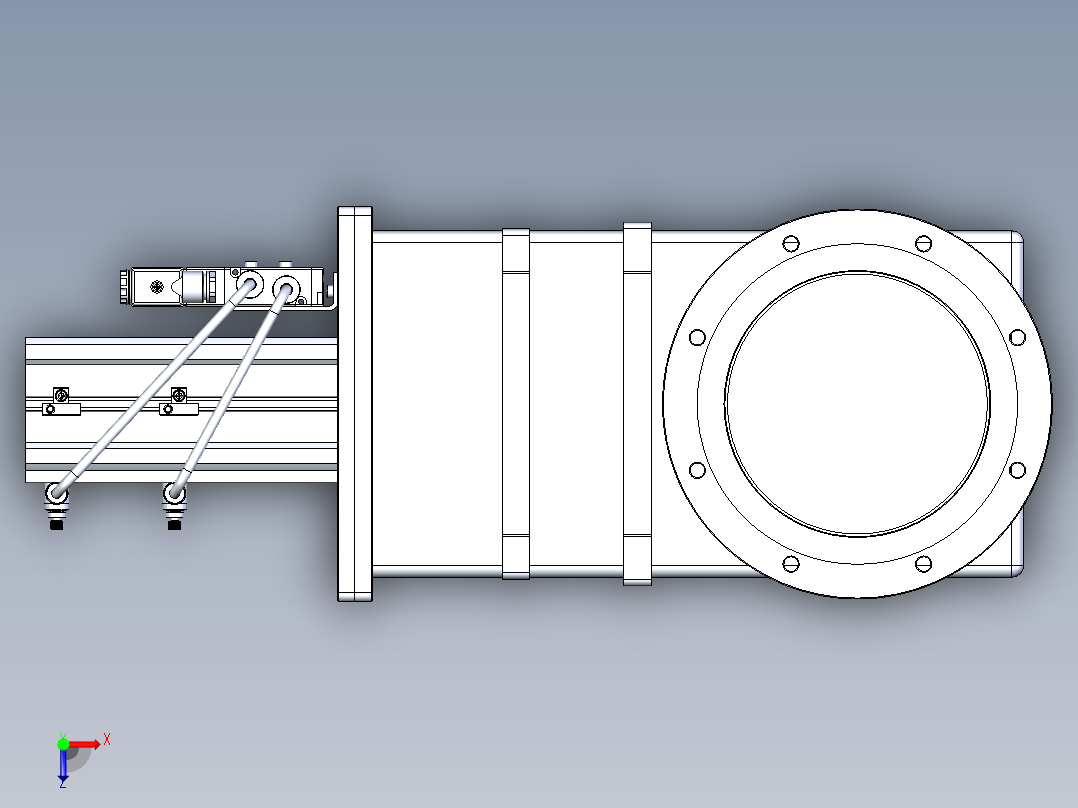 中科仪CCQ-150A.00气动插板阀三维模型俯视图
