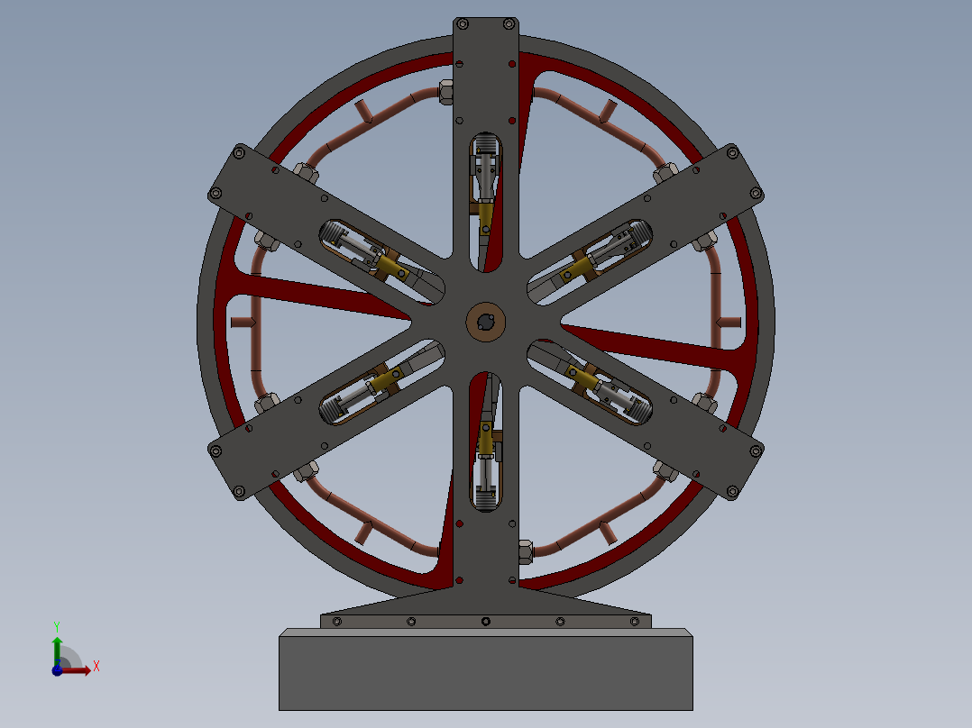 蒸汽机6-cylinder-radial-steam-engine-1833-模型格式为 sw stp前视图