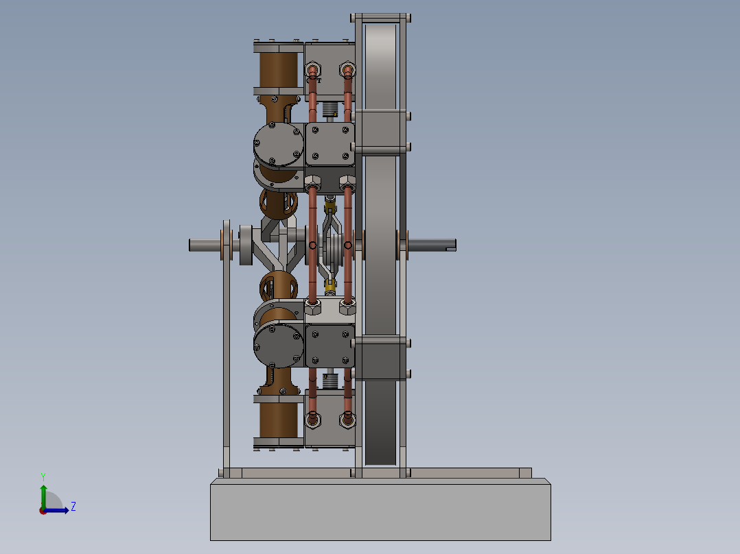 蒸汽机6-cylinder-radial-steam-engine-1833-模型格式为 sw stp左视图