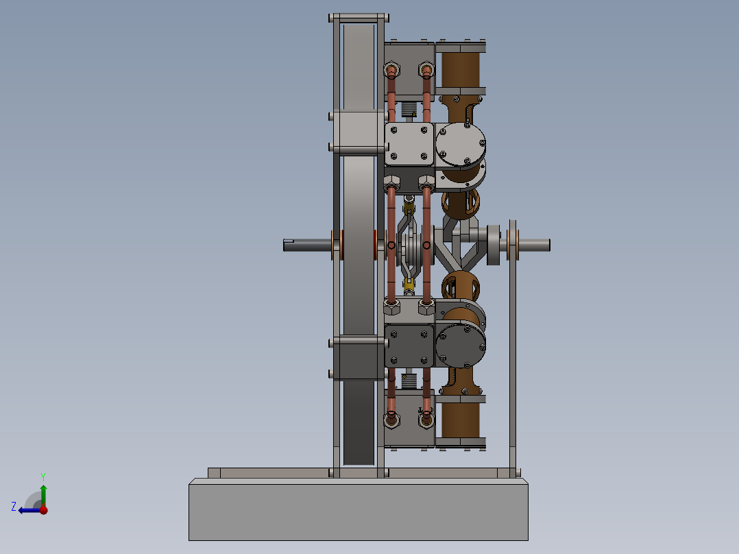 蒸汽机6-cylinder-radial-steam-engine-1833-模型格式为 sw stp右视图