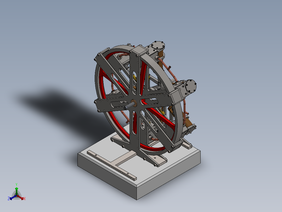 蒸汽机6-cylinder-radial-steam-engine-1833-模型格式为 sw stp正等轴测图