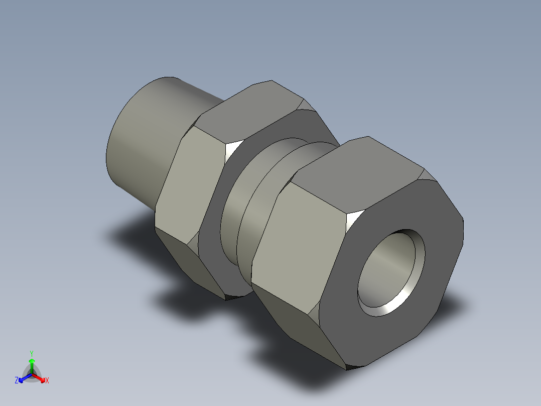 SK-T6(R18)卡套直通接头正等轴测图