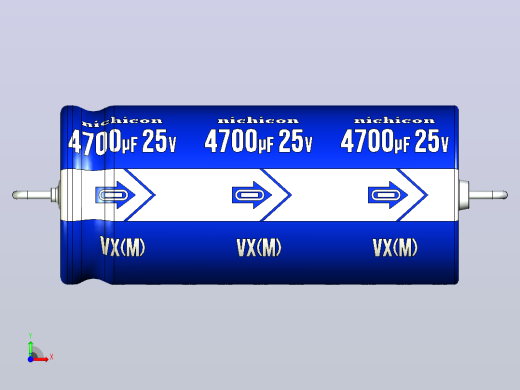 铝制轴向电解电容器。VX系列4700uf 25v。间距44至50毫米。电解镍镉电池前视缩略图