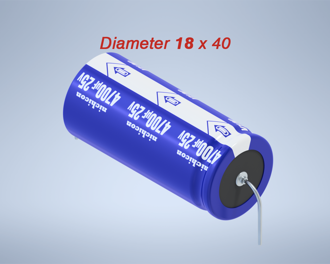 铝制轴向电解电容器。VX系列4700uf 25v。间距44至50毫米。电解镍镉电池