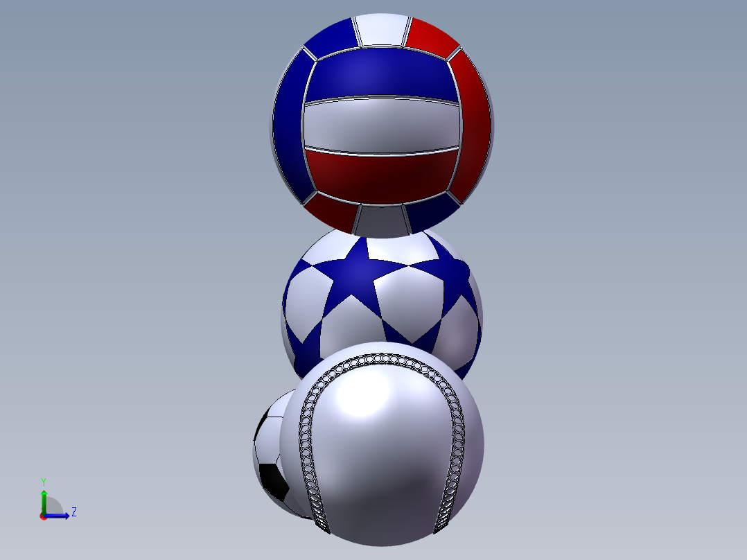 足球_排球_篮球_棒球 3D模型合集左视图