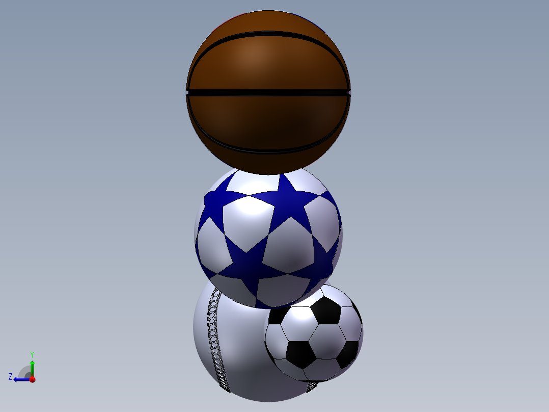 足球_排球_篮球_棒球 3D模型合集右视图