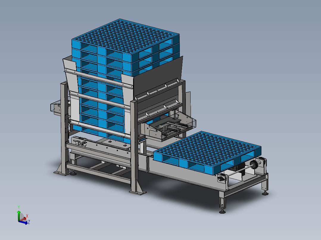 自动托盘分配机托盘栈板输送机3d