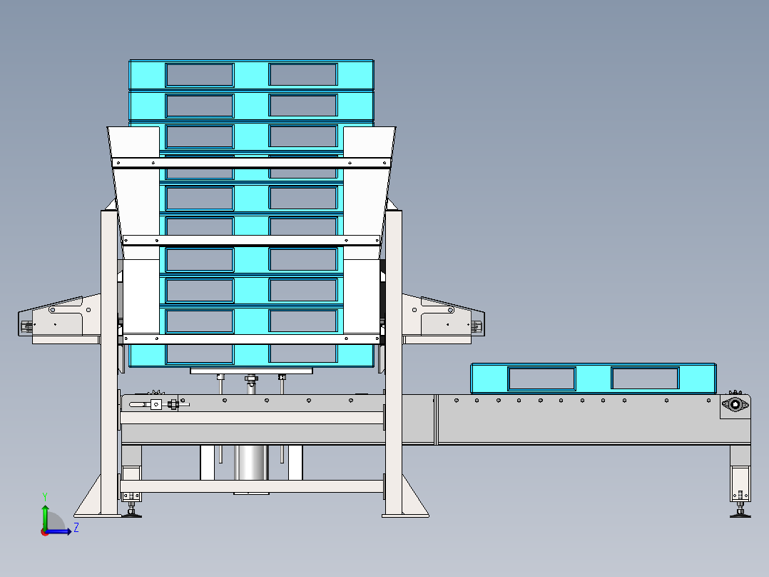 自动托盘分配机托盘栈板输送机3d左视图