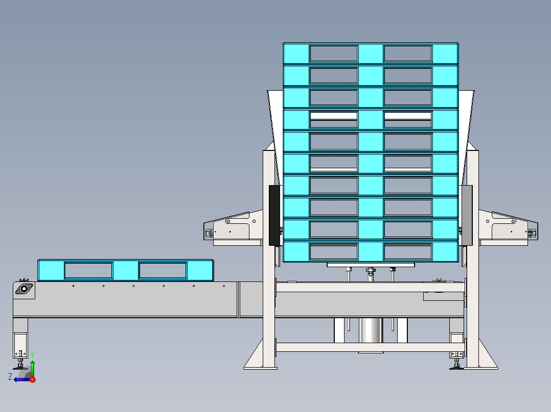 自动托盘分配机托盘栈板输送机3d右视图