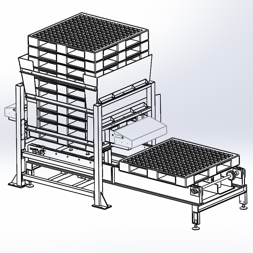 自动托盘分配机托盘栈板输送机3d