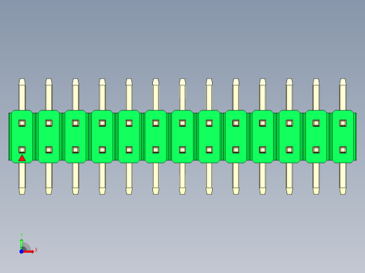 彩色公排针 100mil 2.54mm 系列-DS1022_green_26p_100mil_TypeSMT_rev1.0前视缩略图