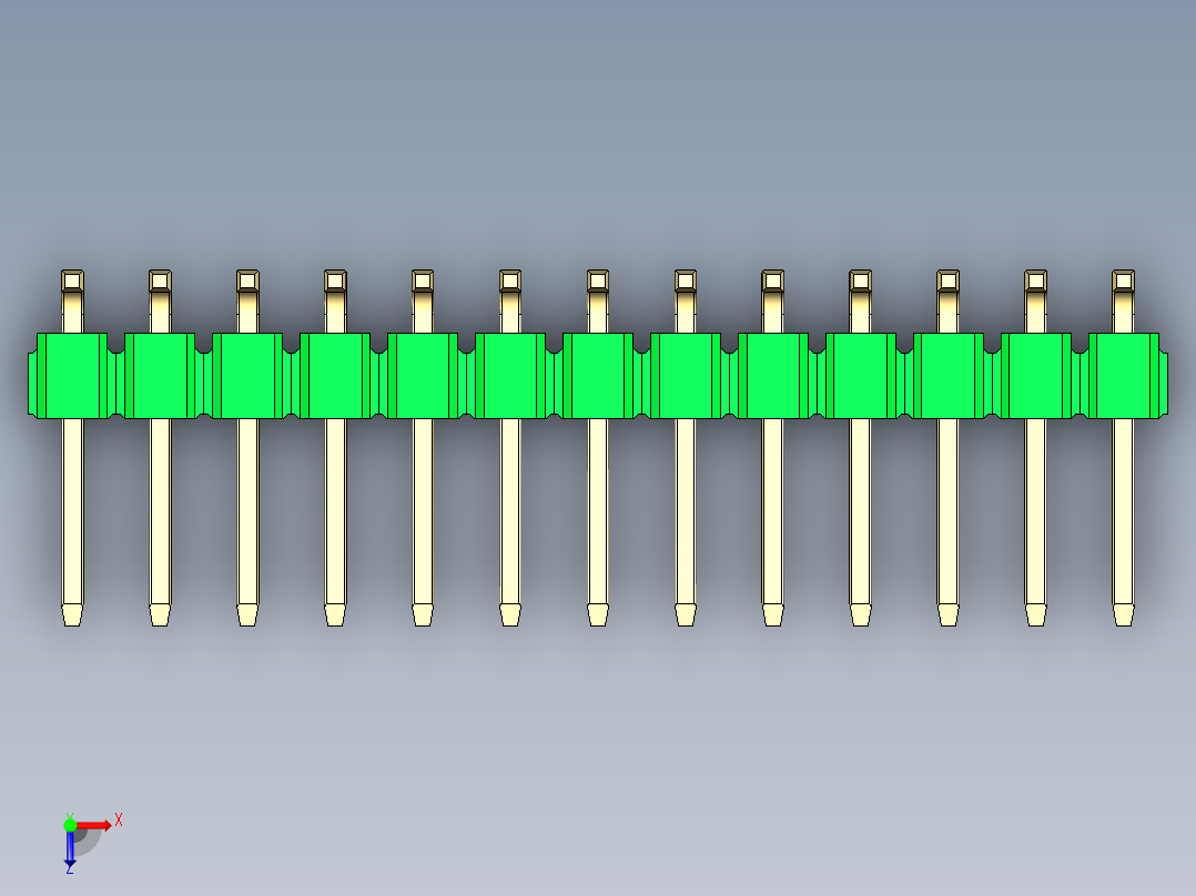 彩色公排针 100mil 2.54mm 系列-DS1022_green_26p_100mil_TypeSMT_rev1.0俯视图