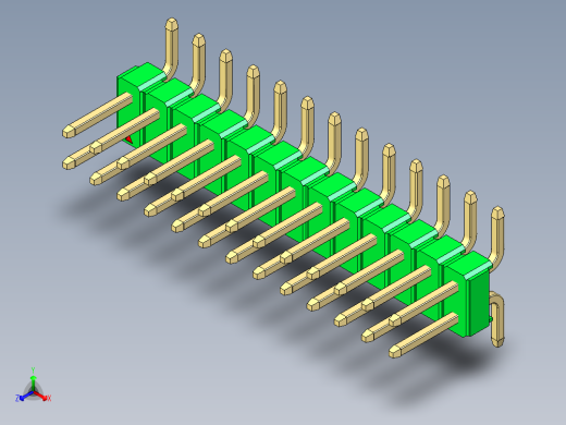 彩色公排针 100mil 2.54mm 系列-DS1022_green_26p_100mil_TypeSMT_rev1.0正等轴测缩略图