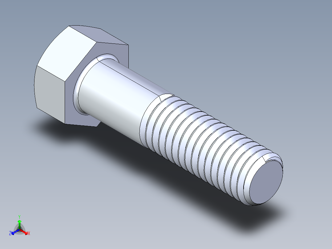 UNC 六角螺栓-Hex Bolt 0.500-13 x 2正等轴测图