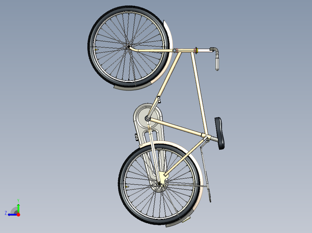 41---自行车step三维图纸模型设计图纸右视图