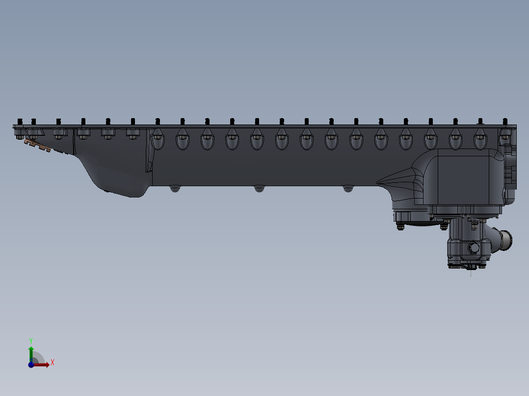 带清除剂和压力泵及齿轮的下曲轴箱组件前视图