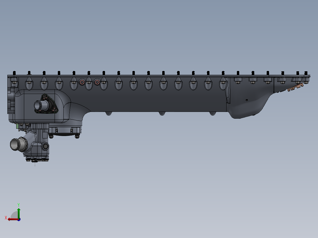 带清除剂和压力泵及齿轮的下曲轴箱组件后视图
