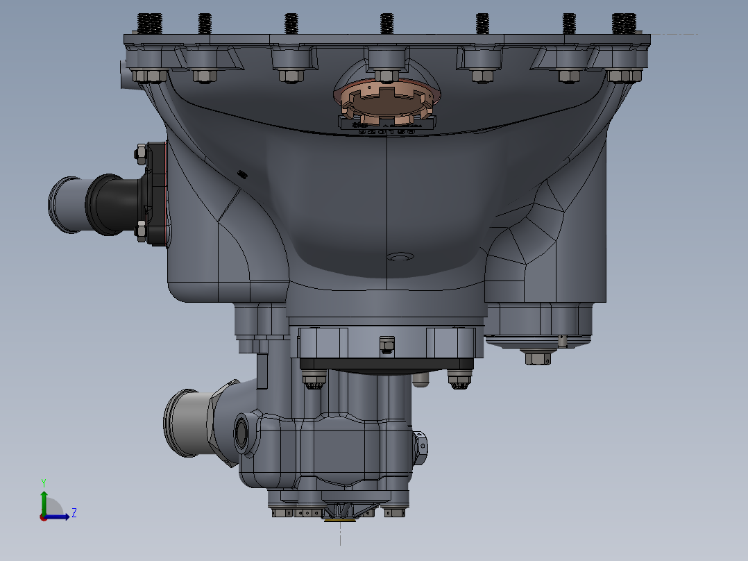 带清除剂和压力泵及齿轮的下曲轴箱组件左视图