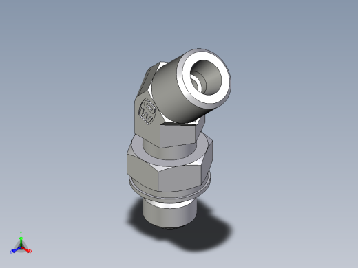 卡套式工业通用硬管接头EO_Adjustable_locknut_45_deg_elbow_VEE06SMOROMDCF正等轴测缩略图
