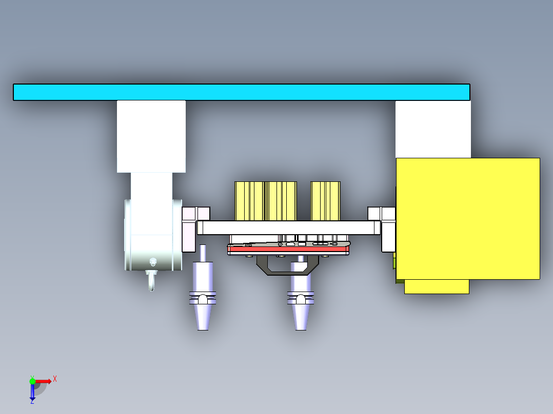 四轴电脑外壳铣侧孔治具模型俯视图