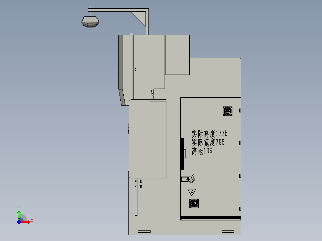 HW上海埃锡尔电液同步数控折弯机PSH-100-3200SM(工作台长度3200开启高度525候口深度400油缸行程250主电机功率75重量7250kg现场测绘过安装及外形尺寸前视图