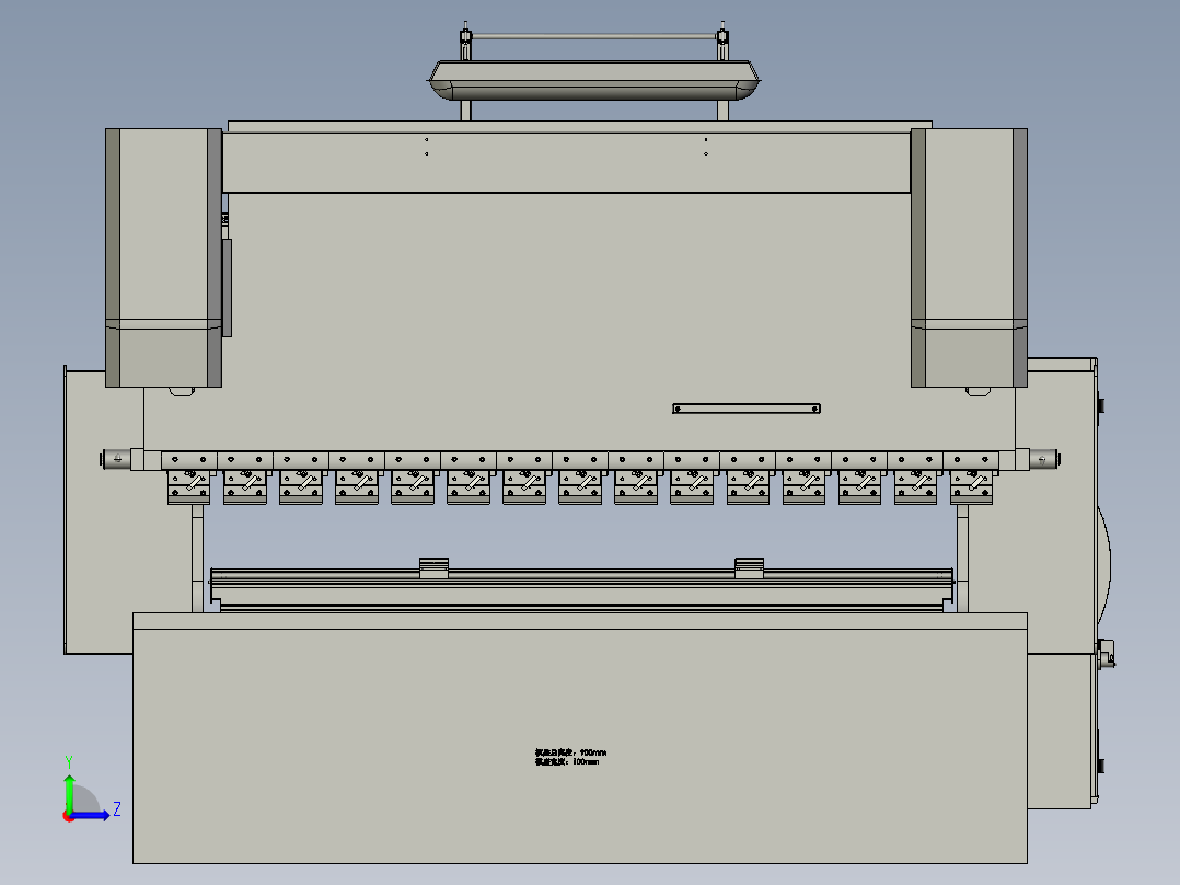 HW上海埃锡尔电液同步数控折弯机PSH-100-3200SM(工作台长度3200开启高度525候口深度400油缸行程250主电机功率75重量7250kg现场测绘过安装及外形尺寸左视图