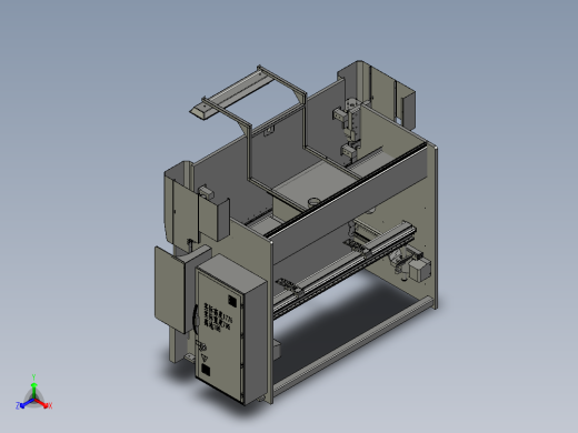 HW上海埃锡尔电液同步数控折弯机PSH-100-3200SM(工作台长度3200开启高度525候口深度400油缸行程250主电机功率75重量7250kg现场测绘过安装及外形尺寸正等轴测缩略图