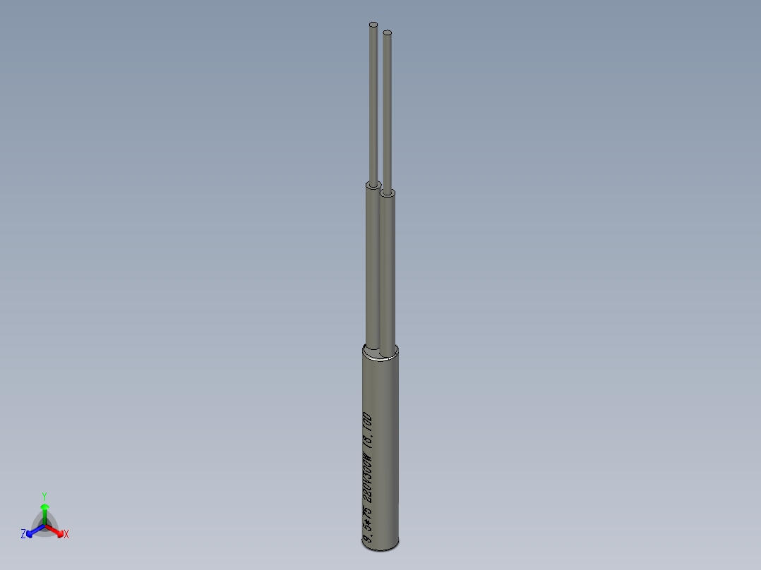 发热管95X60220V150W正等轴测图