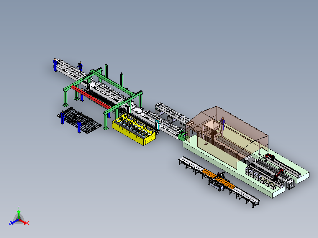 混凝土轨枕生产线正等轴测图