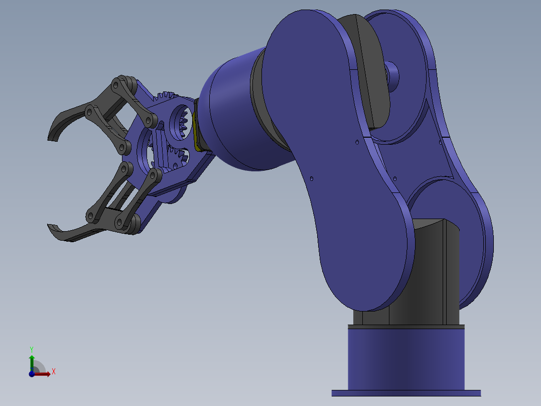 obot arm二爪夹持机械臂简易演示结构3D图纸 Solidworks设计前视图