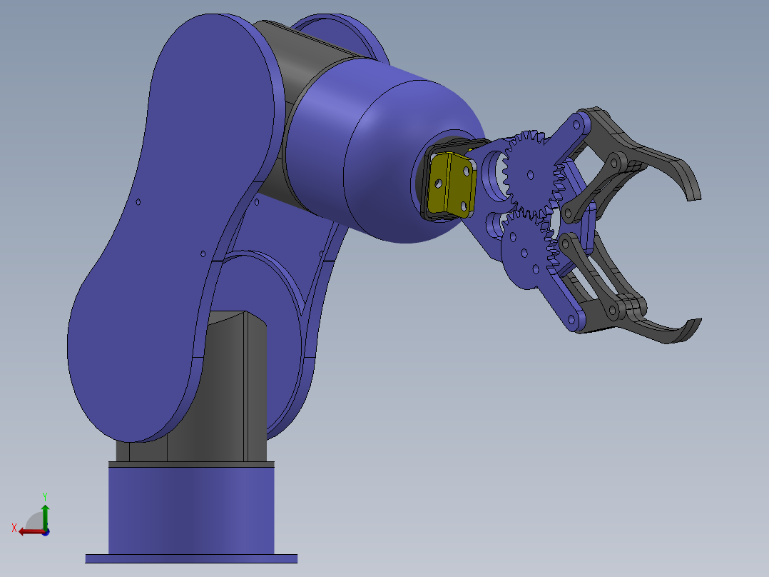 obot arm二爪夹持机械臂简易演示结构3D图纸 Solidworks设计后视图