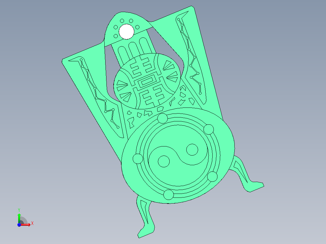 Q029-一种仿古密码锁的结构设计【三维SolidWorks】前视图