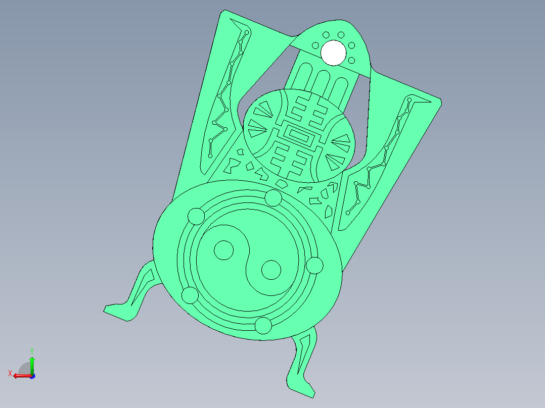 Q029-一种仿古密码锁的结构设计【三维SolidWorks】后视图