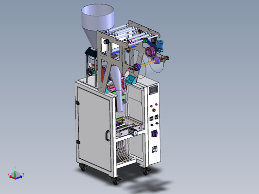 立式气动包装机颗粒粉末粉尘类包装机3d图纸药品制剂颗粒包装机