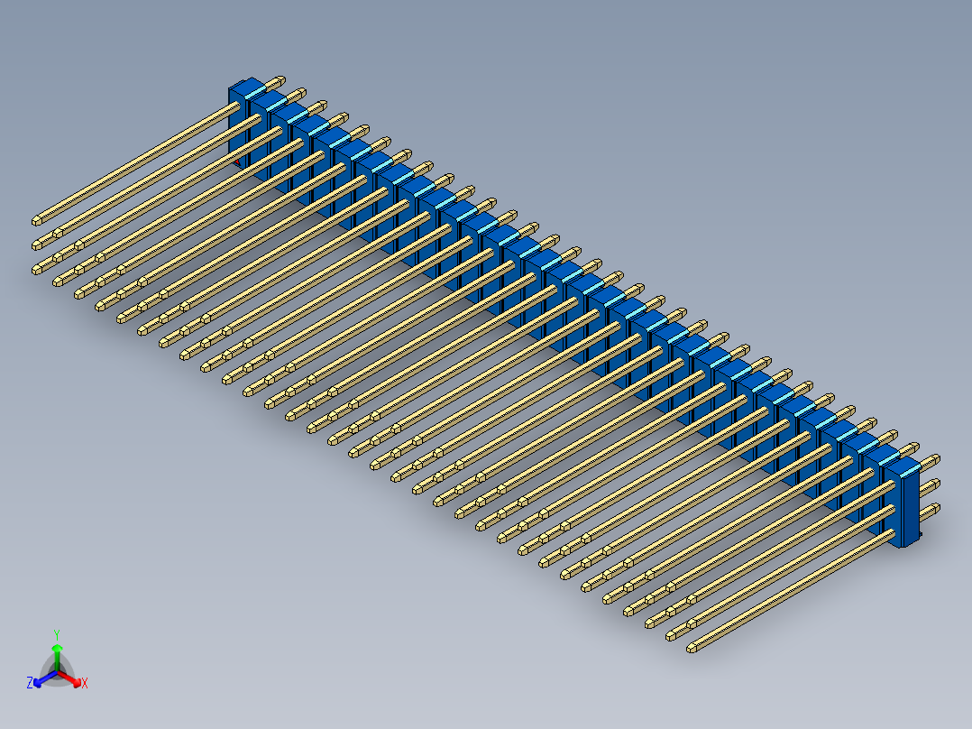 彩色公头100mil（2.54mm）系列-DS1021_blue_3x32p_100mil_Type43_rev1.0主视图