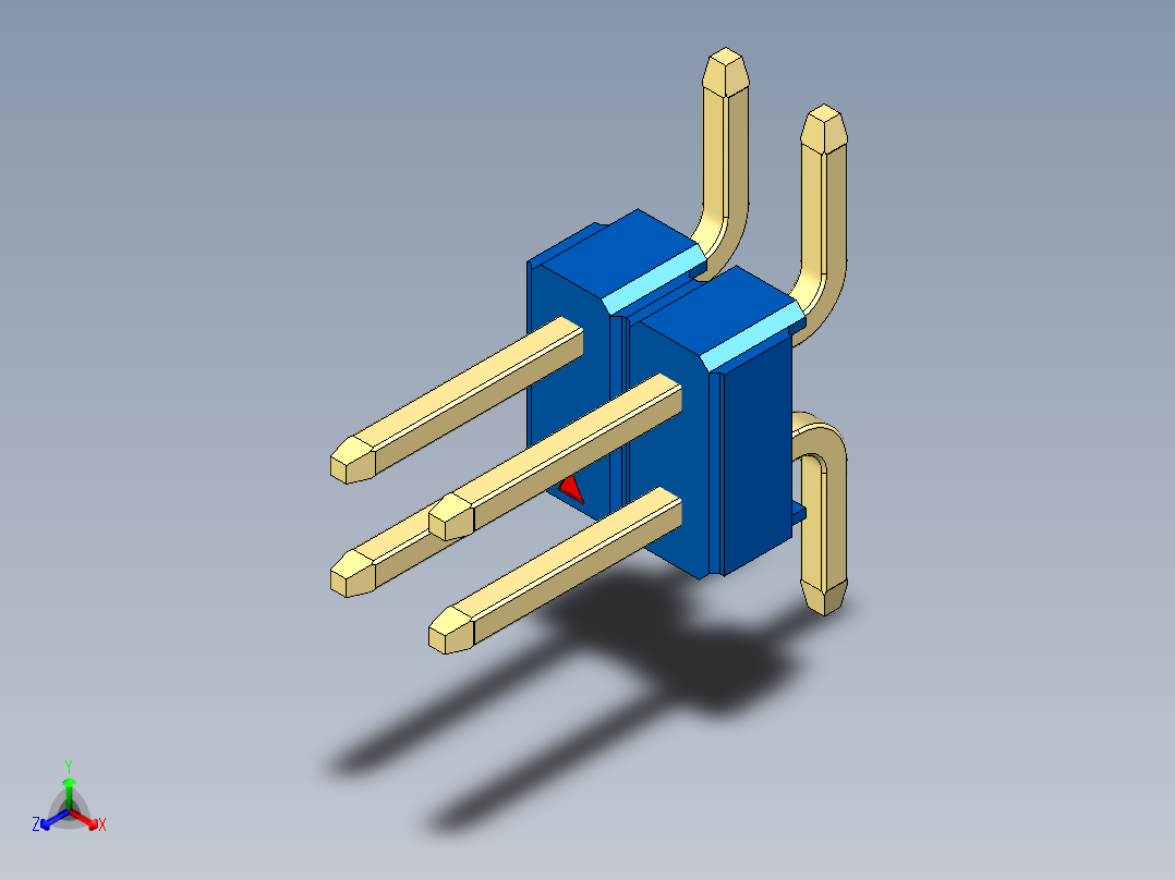 彩色公排针 100mil 2.54mm 系列-DS1022_blue_04p_100mil_TypeSMT_rev1.0主视图