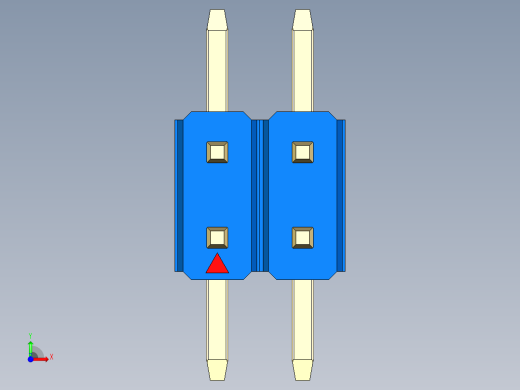 彩色公排针 100mil 2.54mm 系列-DS1022_blue_04p_100mil_TypeSMT_rev1.0前视缩略图