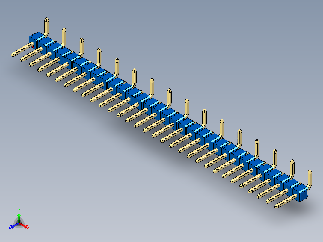 彩色公排针 100mil 2.54mm 系列-DS1022_blue_31p_100mil_Type_SMT_R1_rev1.0主视图