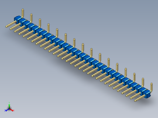 彩色公排针 100mil 2.54mm 系列-DS1022_blue_31p_100mil_Type_SMT_R1_rev1.0正等轴测缩略图