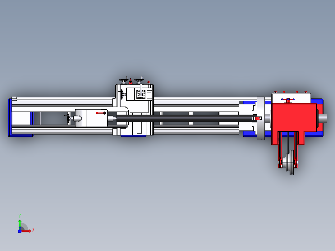 手动车床三维模型前视图