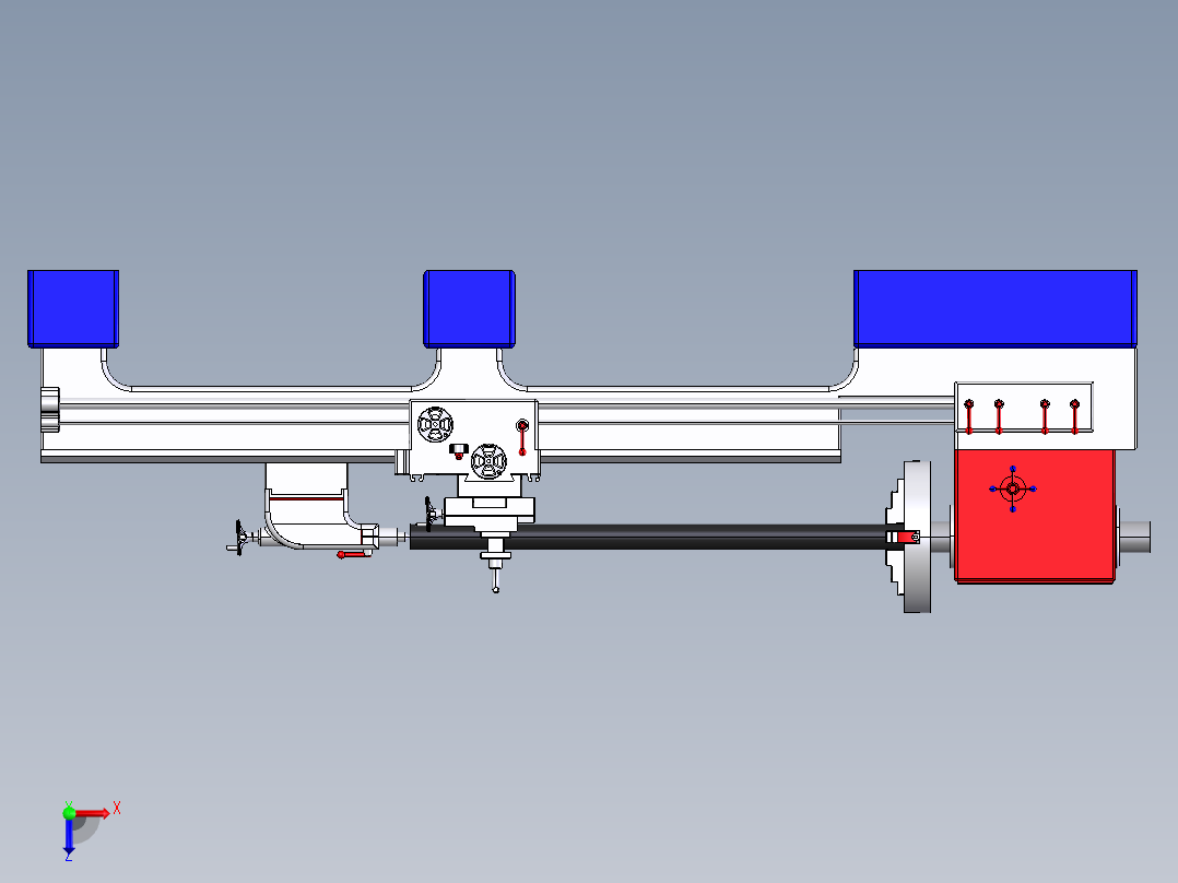 手动车床三维模型俯视图