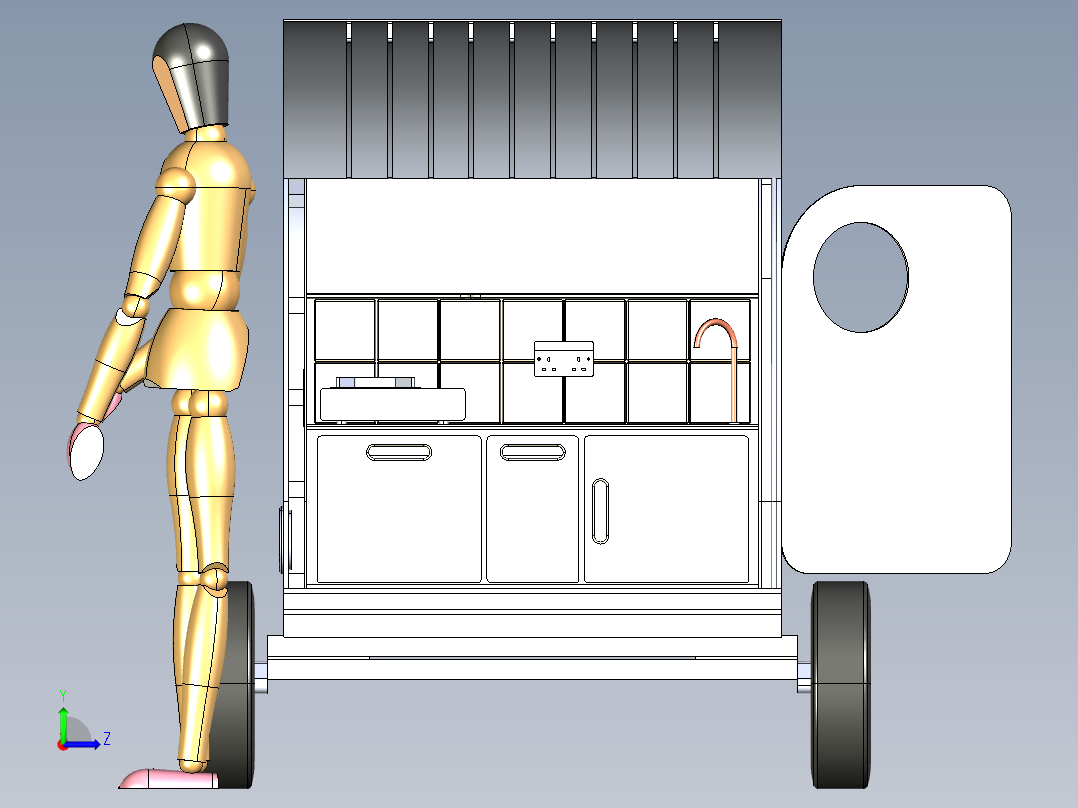 Tear Drop房车拖车模型3D图纸 STEP格式左视图
