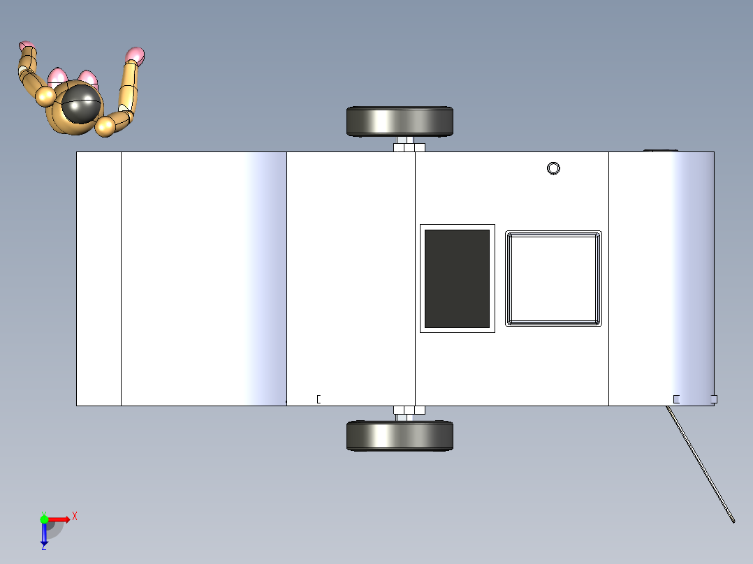 Tear Drop房车拖车模型3D图纸 STEP格式俯视图