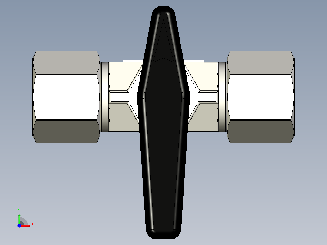 派克B系列双向球阀，不锈钢阀体，3-4“FNPT端口，定向手柄，PCTFE阀座，聚四氟乙烯密封件前视图