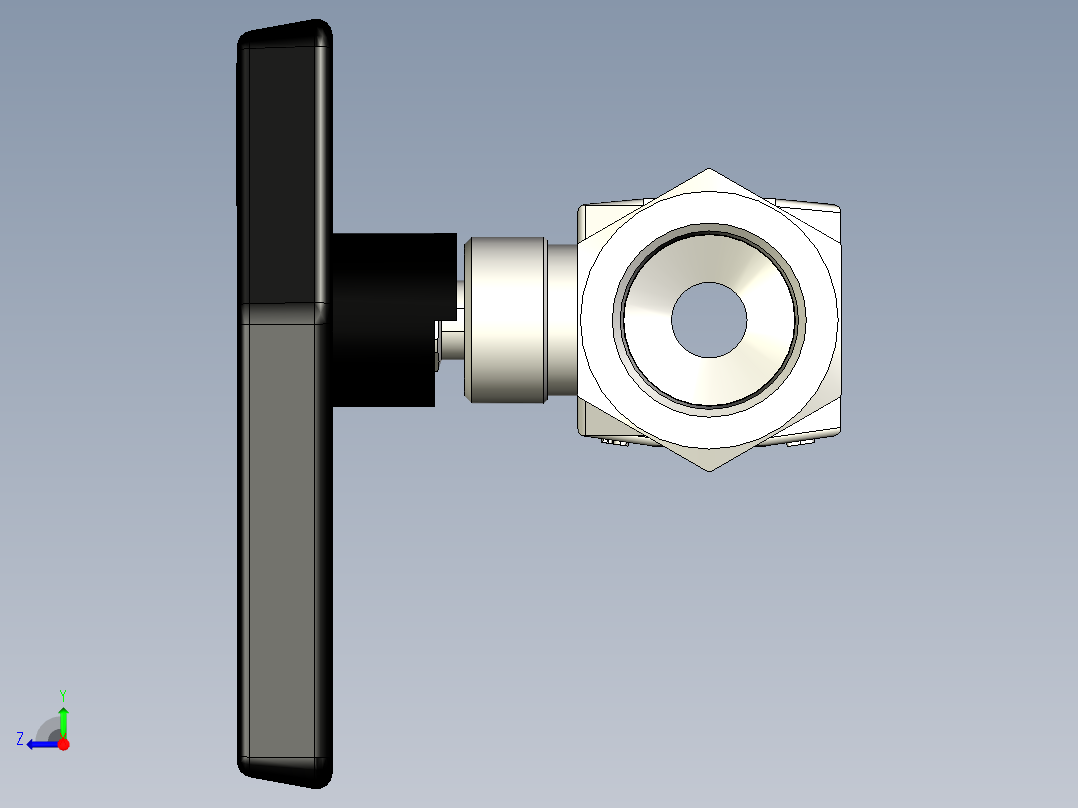 派克B系列双向球阀，不锈钢阀体，3-4“FNPT端口，定向手柄，PCTFE阀座，聚四氟乙烯密封件右视图