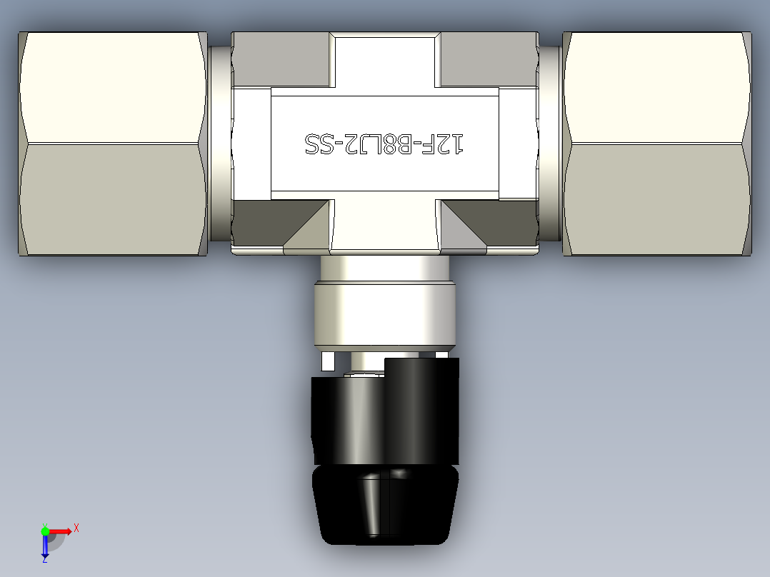 派克B系列双向球阀，不锈钢阀体，3-4“FNPT端口，定向手柄，PCTFE阀座，聚四氟乙烯密封件俯视图